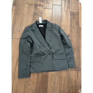 The Drop Women's Grey Pinstripe Double Breasted Blazer Size Small